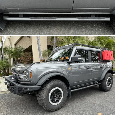 4000 Series Side Steps W/ Mounting Bracket Kit Textured Black 2021-2025 Ford Bronco Go Rhino-3