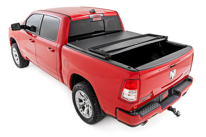 Soft Tri-Fold Bed Cover 5 Foot 7 Inch Bed Ram 1500 (19-26)/1500 TRX (21-24) Rough Country-2
