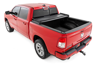 Soft Tri-Fold Bed Cover 5 Foot 7 Inch Bed Ram 1500 (19-26)/1500 TRX (21-24) Rough Country-3