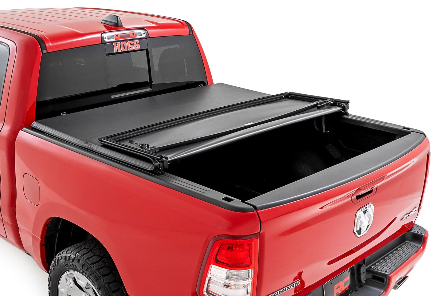 Soft Tri-Fold Bed Cover 5 Foot 7 Inch Bed Ram 1500 (19-26)/1500 TRX (21-24) Rough Country-4
