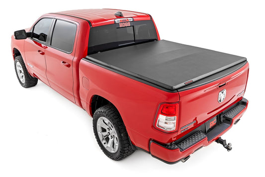 Soft Tri-Fold Bed Cover 6 Foot 4 Inch Bed Ram 1500 (19-26)/1500 TRX (21-24) Rough Country-1