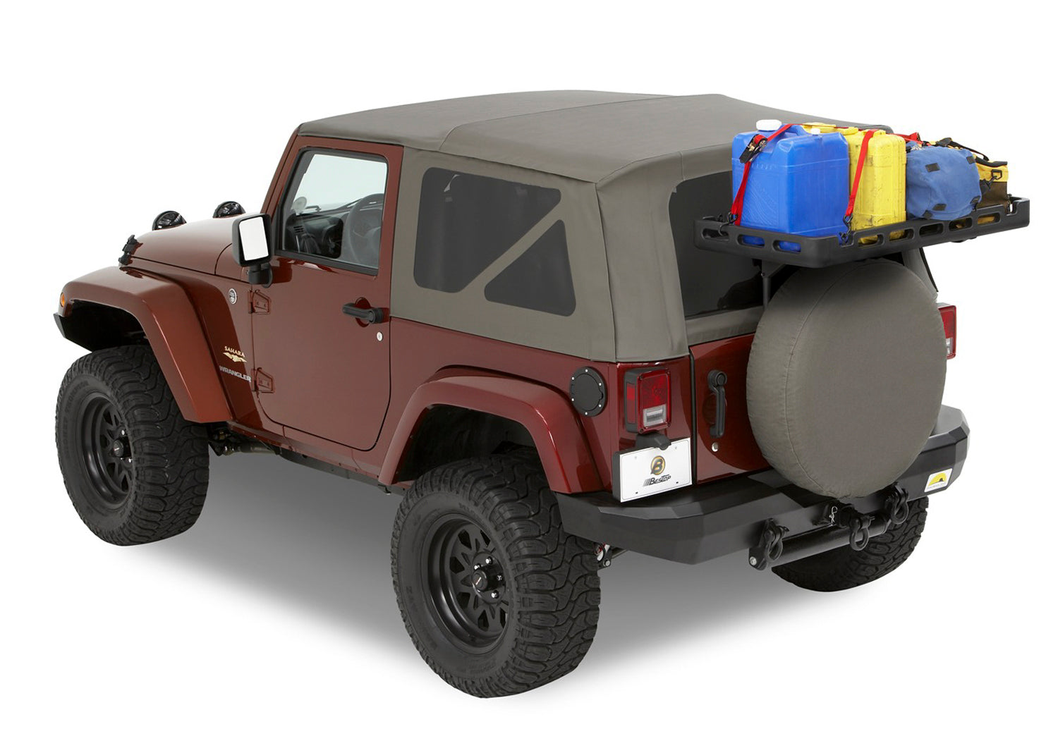 HighRock 4x4 Tailgate Rack Bracket Kit For Jeep 2007-2018 Wrangler JK Black Bestop