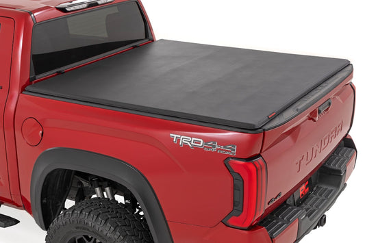 Soft Tri-Fold Bed Cover 5 Foot 7 Inch Bed with and w/o OE Rail Toyota Tundra (22-26) Rough Country