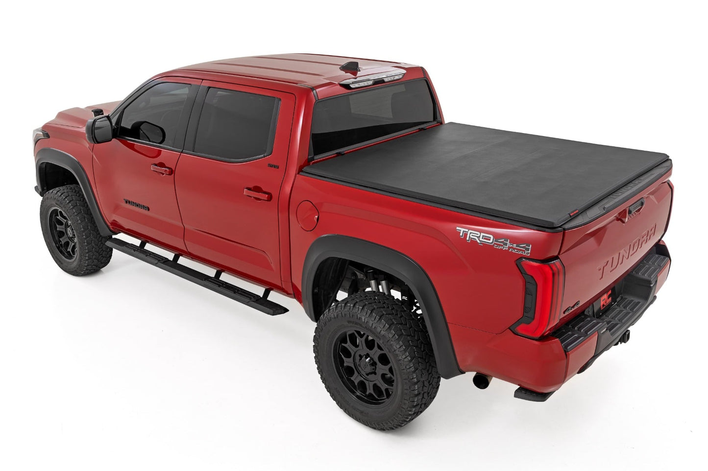 Soft Tri-Fold Bed Cover 5 Foot 7 Inch Bed with and w/o OE Rail Toyota Tundra (22-26) Rough Country-3