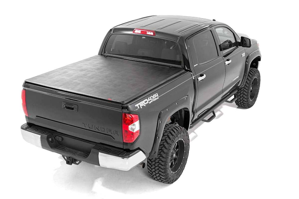 Soft Tri-Fold Bed Cover With & W/O OE Rails 6 Foot 7 Inch Bed Toyota Tundra (07-21) Rough Country-1