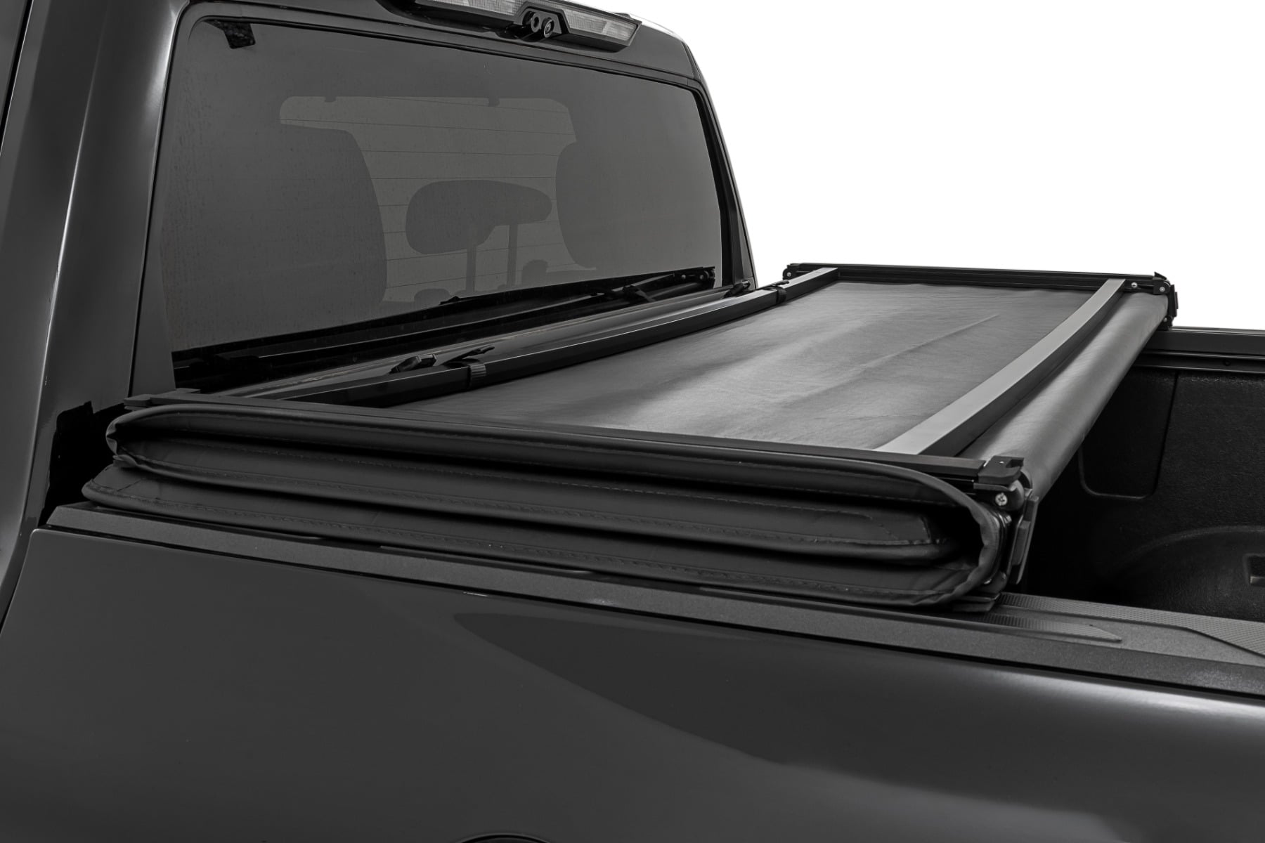 Soft Tri-Fold Bed Cover With & W/O OE Rails 6 Foot 7 Inch Bed Toyota Tundra (22-26) Rough Country-3