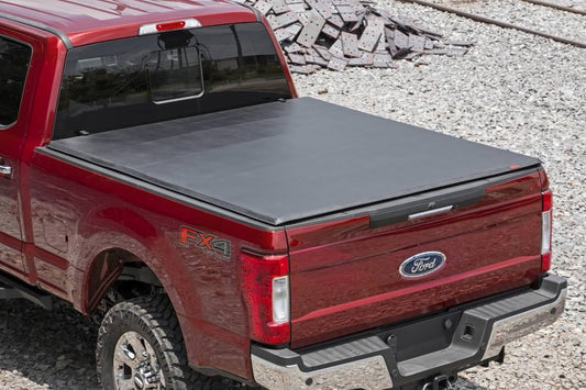 Soft Tri-Fold Bed Cover 6 Foot 10 Inch Bed Ford F-250/F-350 Super Duty (17-26) Rough Country-1