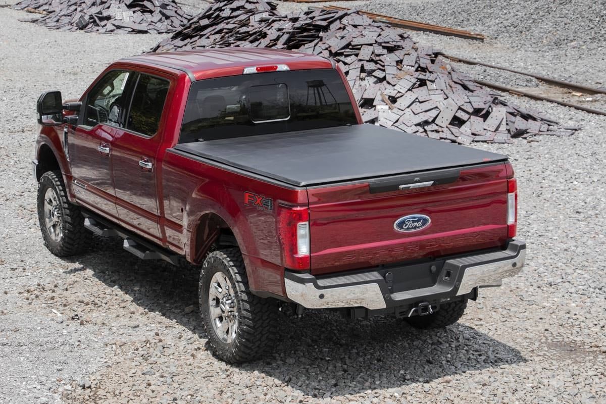 Soft Tri-Fold Bed Cover 6 Foot 10 Inch Bed Ford F-250/F-350 Super Duty (17-26) Rough Country-2