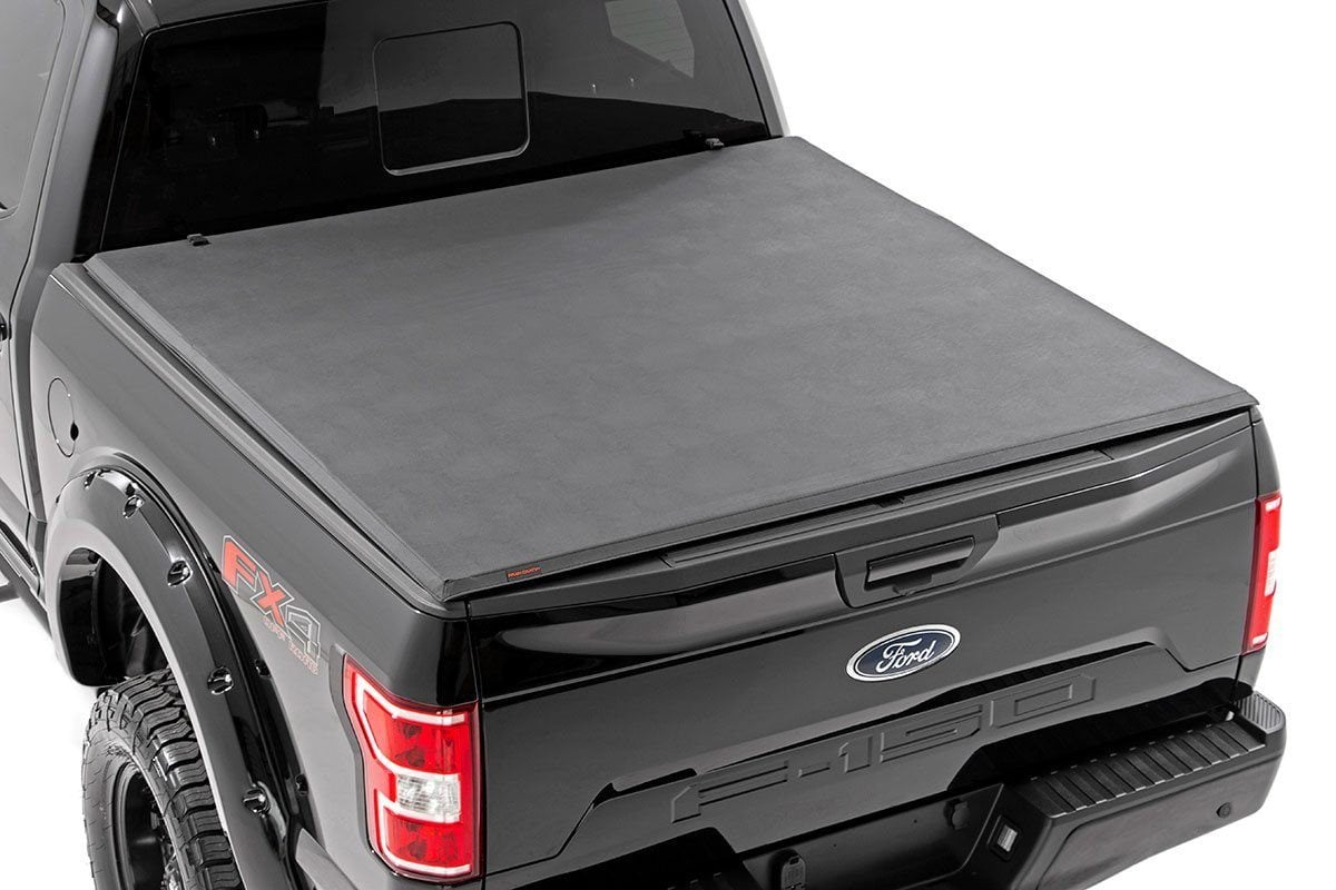 Soft Tri-Fold Bed Cover 5 Foot 7 Inch Bed Ford F-150 (21-26)/F-150 Lightning (22-26) Rough Country