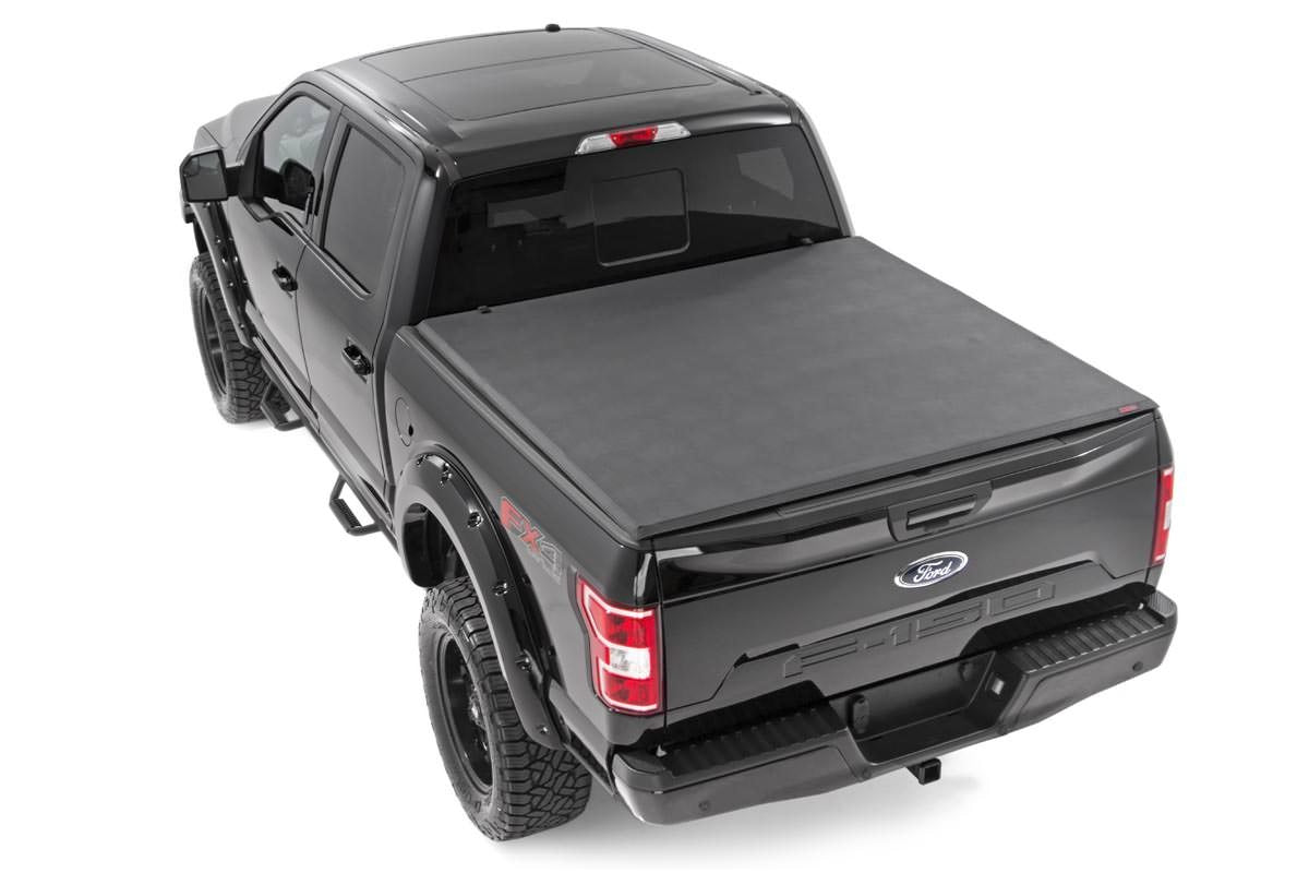 Soft Tri-Fold Bed Cover 5 Foot 7 Inch Bed Ford F-150 (21-26)/F-150 Lightning (22-26) Rough Country-1