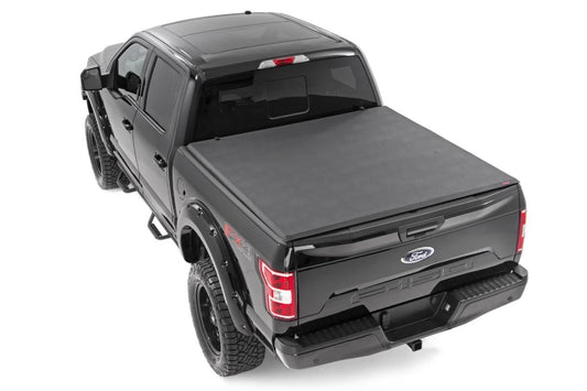Soft Tri-Fold Bed Cover 6 Foot 7 Inch Bed Ford F-150 (21-26)/F-150 Lightning (22-26) Rough Country-1