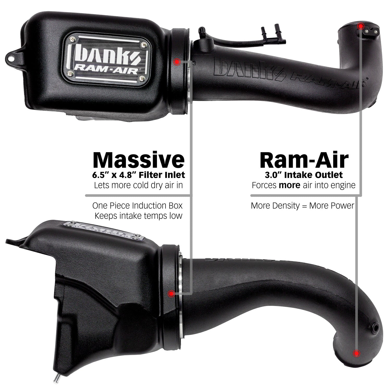 Ram-Air Big-Ass Cold Air Intake System for 18-Up Jeep Wrangler JL 2.0L Turbo Banks Power-3