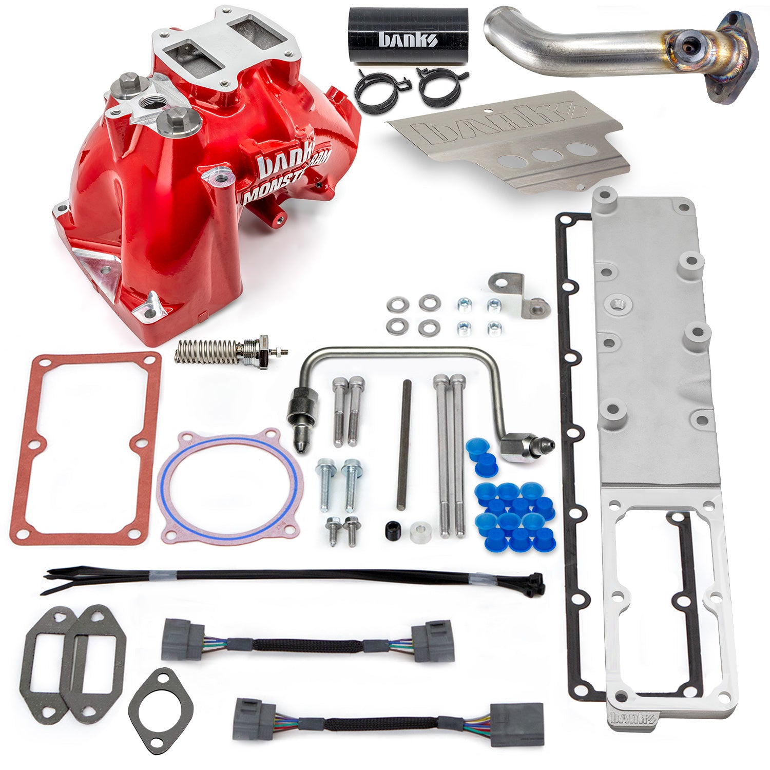 Monster-Ram Intake 13-18 RAM 3500-5500 Chassis Cab 6.7L Red Powdercoat Banks Power-1