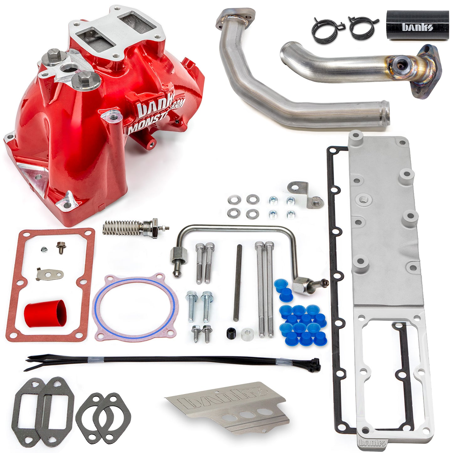 Monster-Ram Intake 19-24 RAM 3500-5500 Chassis Cab 6.7L Red Powdercoat Banks Power-1