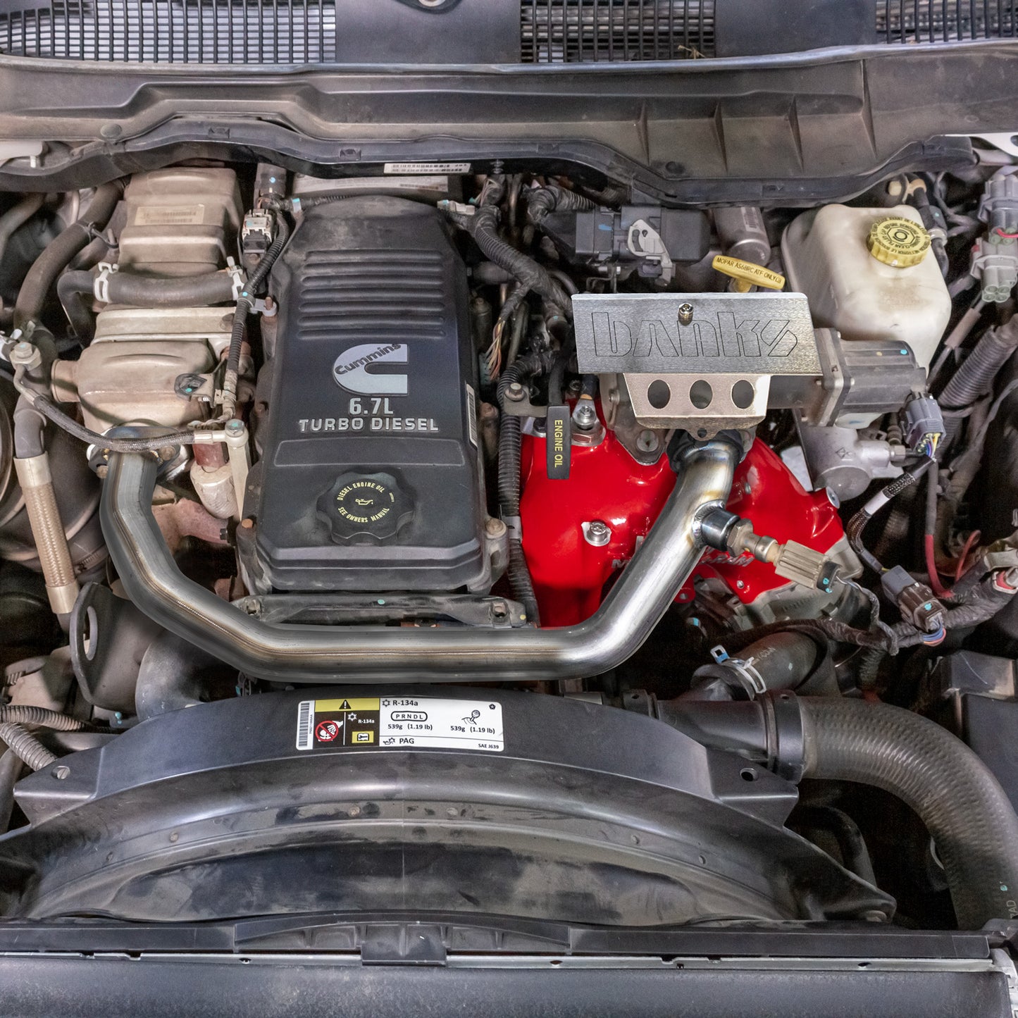 Monster-Ram Intake 2007.5-12 RAM 3500-5500 Chassis Cab 6.7L Red Powdercoat Banks Power-3