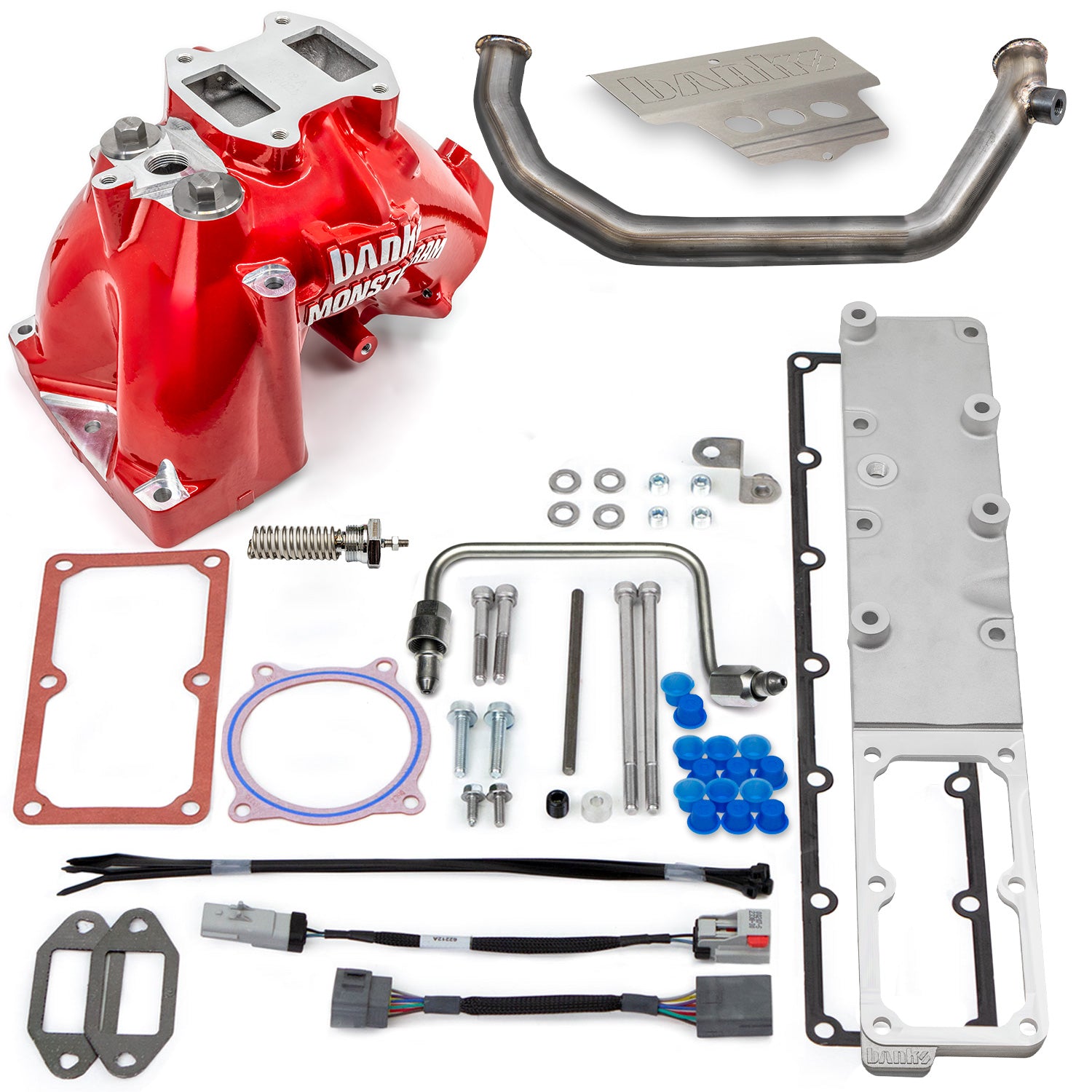 Monster-Ram Intake 2007.5-12 RAM 3500-5500 Chassis Cab 6.7L Red Powdercoat Banks Power-1