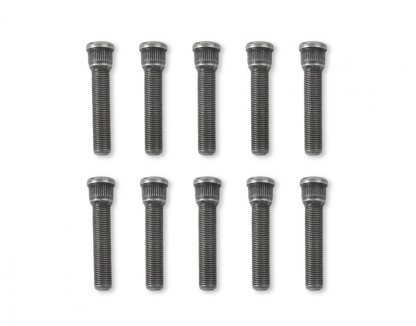 Competition Wheel Stud Set Press-In Style, 1/2-20 x 2-7/8 Inch Long, Stud Knurl Diameter .660 Inch (Hole Diameter .641 Inch). Grade-8 Steel with Black Oxide Finish. Set Of 10 Pieces Mr Gasket