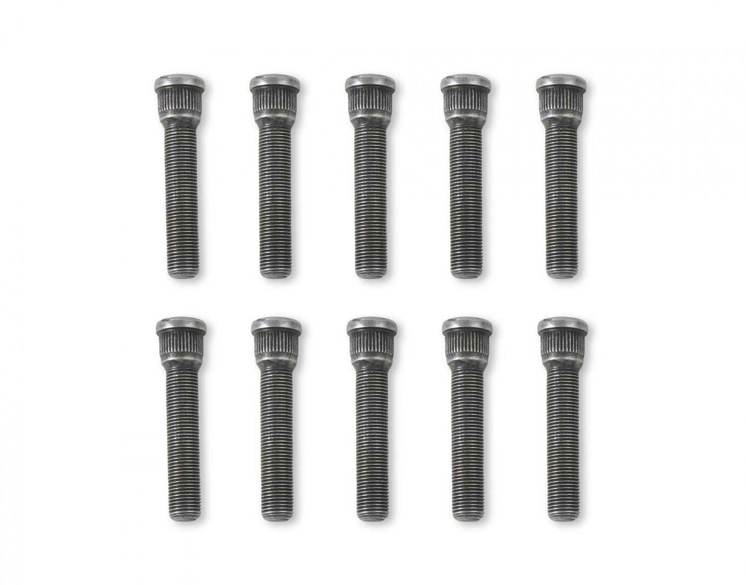 Competition Wheel Stud Set Press-In Style, 1/2-20 x 2-7/8 Inch Long, Stud Knurl Diameter .660 Inch (Hole Diameter .641 Inch). Grade-8 Steel with Black Oxide Finish. Set Of 10 Pieces Mr Gasket