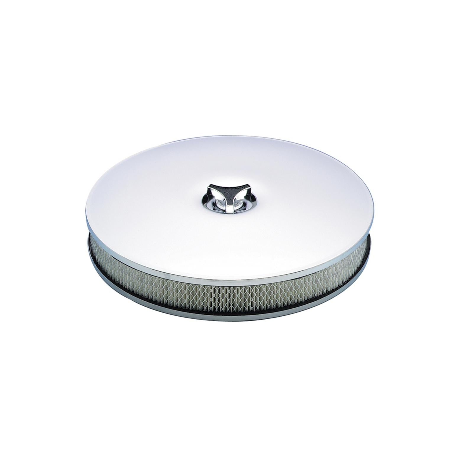 Air Cleaner Low Mount Chrome 14 Inch Diameter, 2-1/4 Inch Tall, 3 Inch Neck Mr Gasket