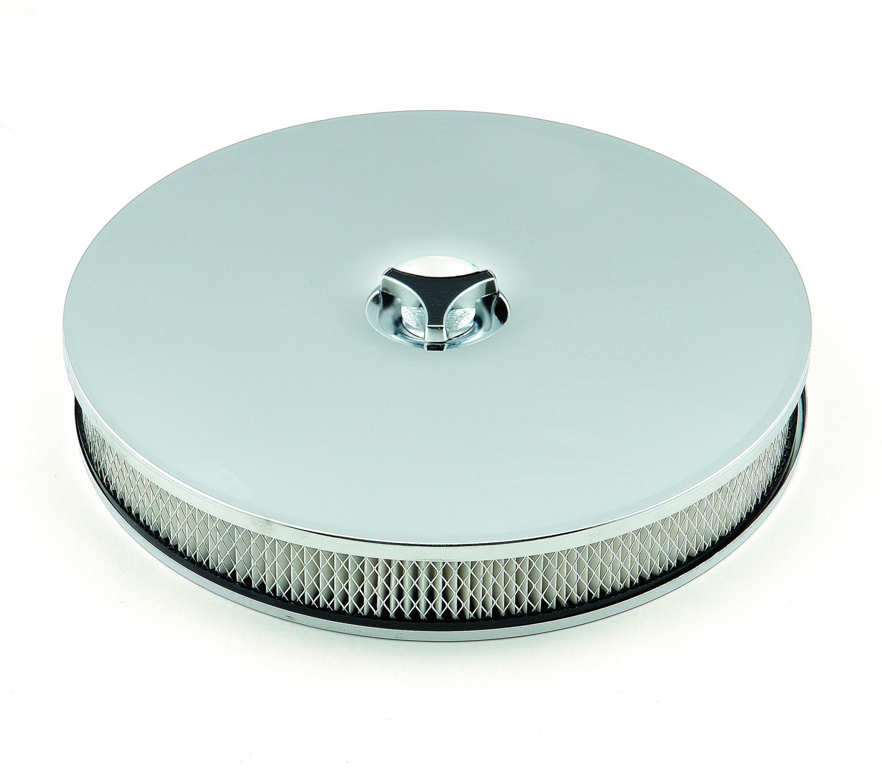 Air Cleaner Low Mount Chrome 14 Inch Diameter, 2-1/4 Inch Tall, 5-1/8 Inch Neck Mr Gasket