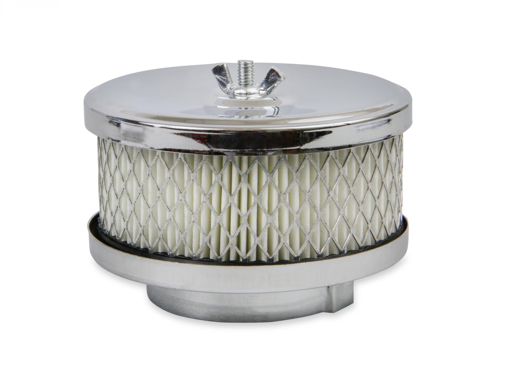 Air Cleaner Deep Dish 4 Inch x 2 Inch Chrome Fits 1 and 2-Barrel Carburetors with 2-5/16 Inch or 2-5/8 Inch Carb Neck including most VW Mr Gasket