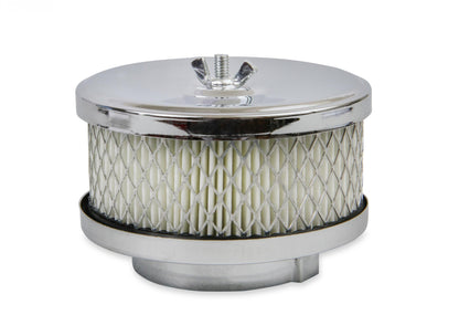 Air Cleaner Deep Dish 4 Inch x 2 Inch Chrome Fits 1 and 2-Barrel Carburetors with 2-5/16 Inch or 2-5/8 Inch Carb Neck including most VW Mr Gasket