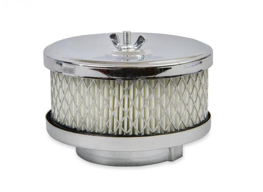 Air Cleaner Deep Dish 4 Inch x 2 Inch Chrome Fits 1 and 2-Barrel Carburetors with 2-5/16 Inch or 2-5/8 Inch Carb Neck including most VW Mr Gasket