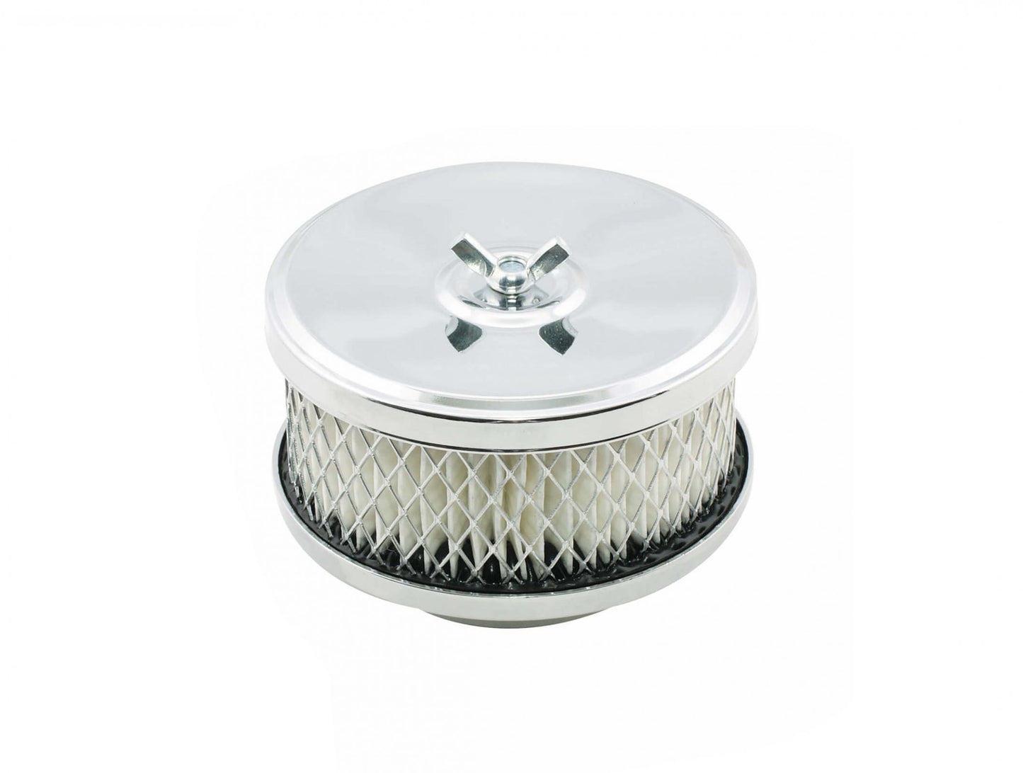 Air Cleaner Deep Dish 4 Inch x 2 Inch Chrome Fits 1 and 2-Barrel Carburetors with 2-5/16 Inch or 2-5/8 Inch Carb Neck including most VW Mr Gasket-3