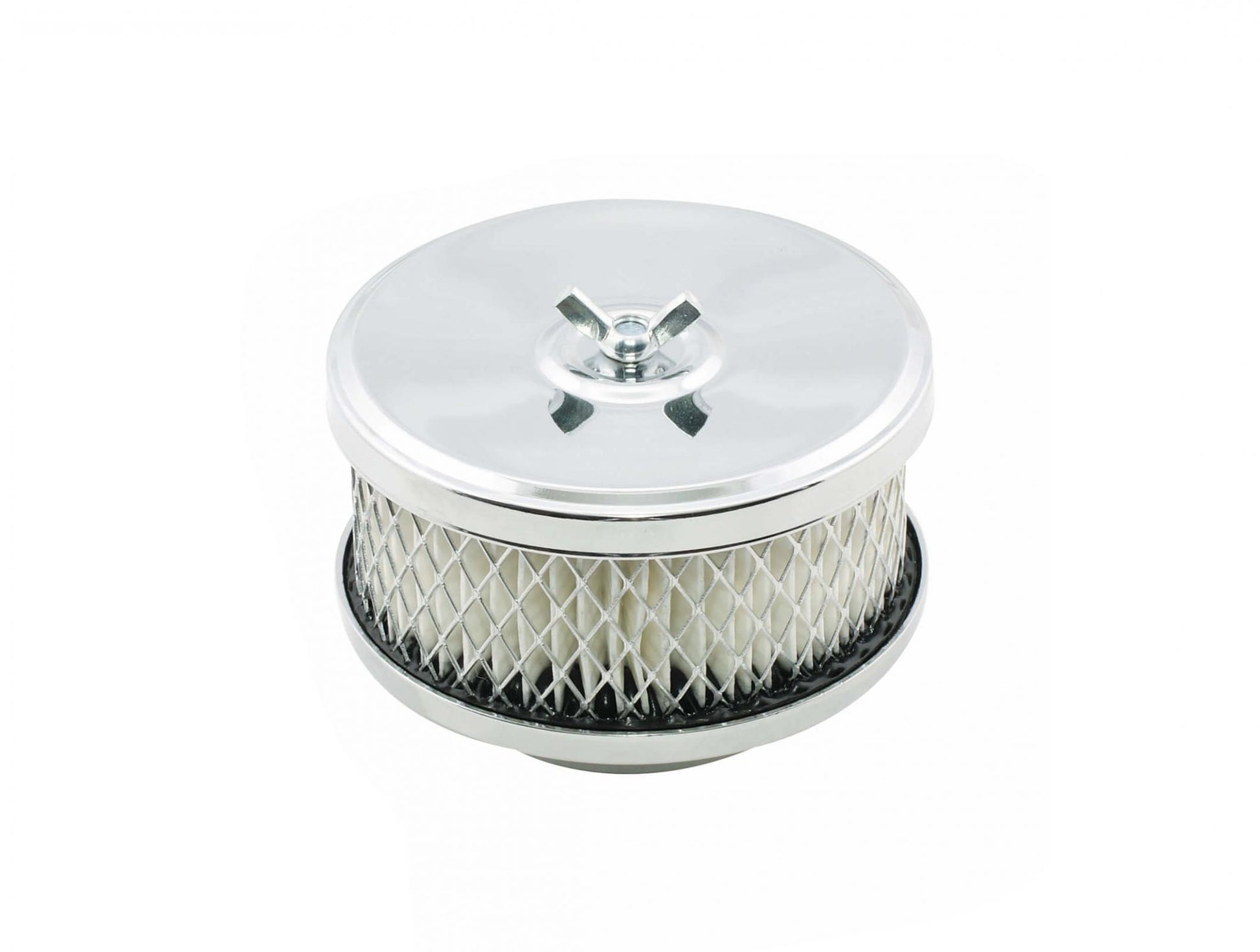 Air Cleaner Deep Dish 4 Inch x 2 Inch Chrome Fits 1 and 2-Barrel Carburetors with 2-5/16 Inch or 2-5/8 Inch Carb Neck including most VW Mr Gasket-3