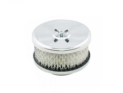 Air Cleaner Deep Dish 4 Inch x 2 Inch Chrome Fits 1 and 2-Barrel Carburetors with 2-5/16 Inch or 2-5/8 Inch Carb Neck including most VW Mr Gasket-3
