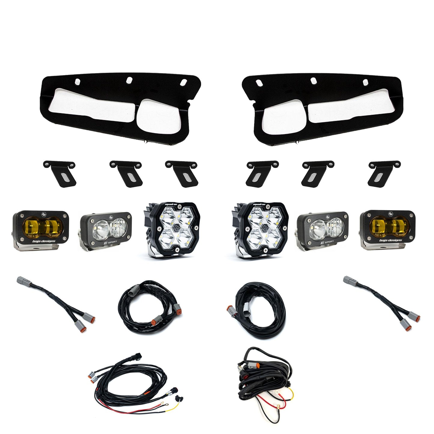 Squadron 2.0 Sport/S2 Sport/S2 Sae Sportman Fog Pocket Light Kit Ford 2021-27 Bronco 2022-24 Bronco Raptor w/ Steel Bumper Amber Baja Designs-1