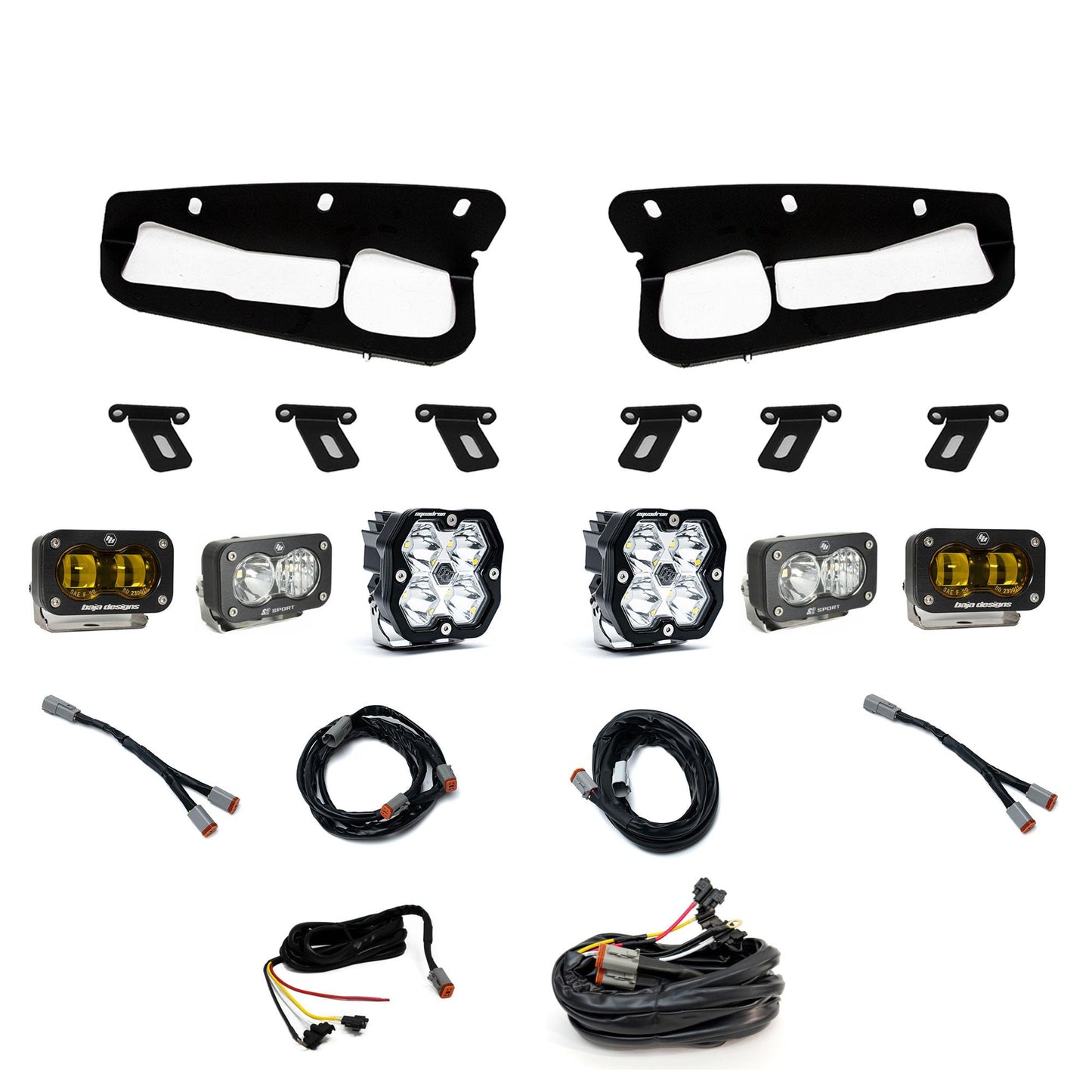 Squadron 2.0 Sport/S2 Sport/S2 Sae Sportman Fog Pocket Light Kit Ford 2021-27 Bronco 2022-24 Bronco Raptor w/ Steel Bumper Amber Baja Designs
