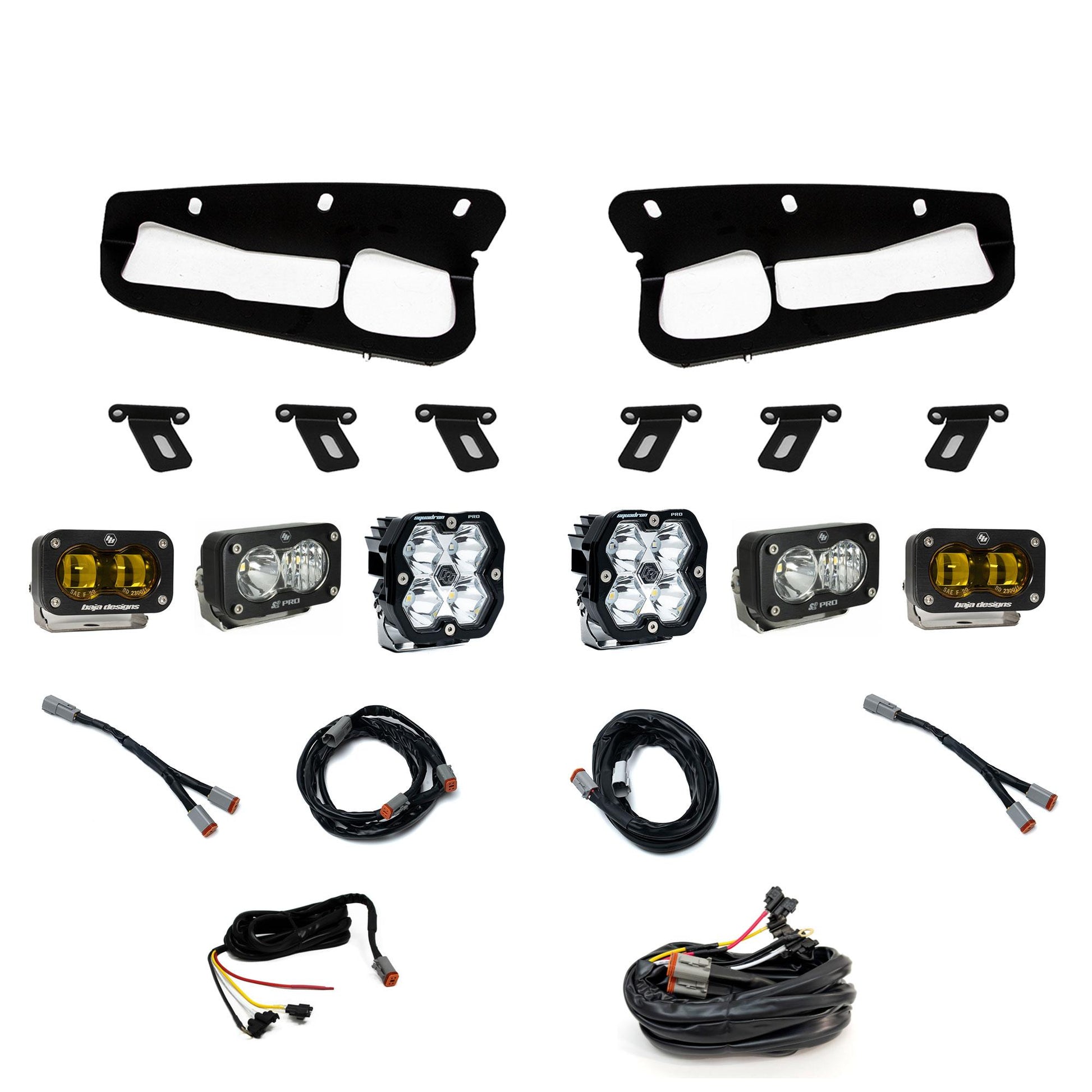 Squadron 2.0 Pro/S2 Pro/S2 Sae Pro Fog Pocket Light Kit Ford 2021-27 Bronco 2022-24 Bronco Raptor w/ Steel Bumper Amber Baja Designs
