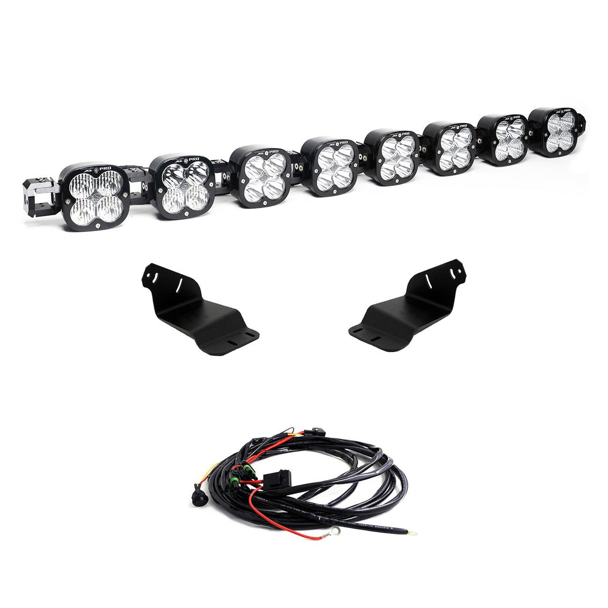 8XL Pro Linkable LED Light Bar Roof Mount Kit for Ford Bronco 2021-2026 Bronco Raptor 2022-2026 (Light Pattern Multi-Pattern Clear Upfitter Wiring) Baja Designs