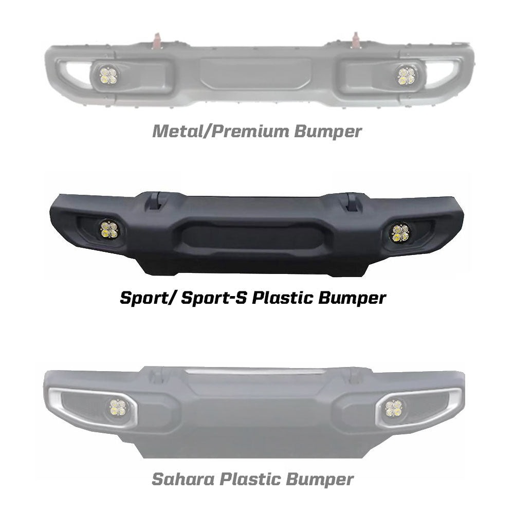 Jeep JL Fog Light Squadron-R SAE 18-Pres Wrangler JL Sport/Sport-S Fog Pocket Kit Amber Baja Designs-1