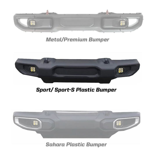 Jeep JL Fog Light Squadron-R SAE 18-Pres Wrangler JL Sport/Sport-S Fog Pocket Kit Amber Baja Designs-1