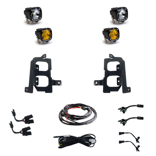 GMC 2500/3500 (20-On) Clear Spot/ Amber W/C Fog Pocket Kit Baja Designs