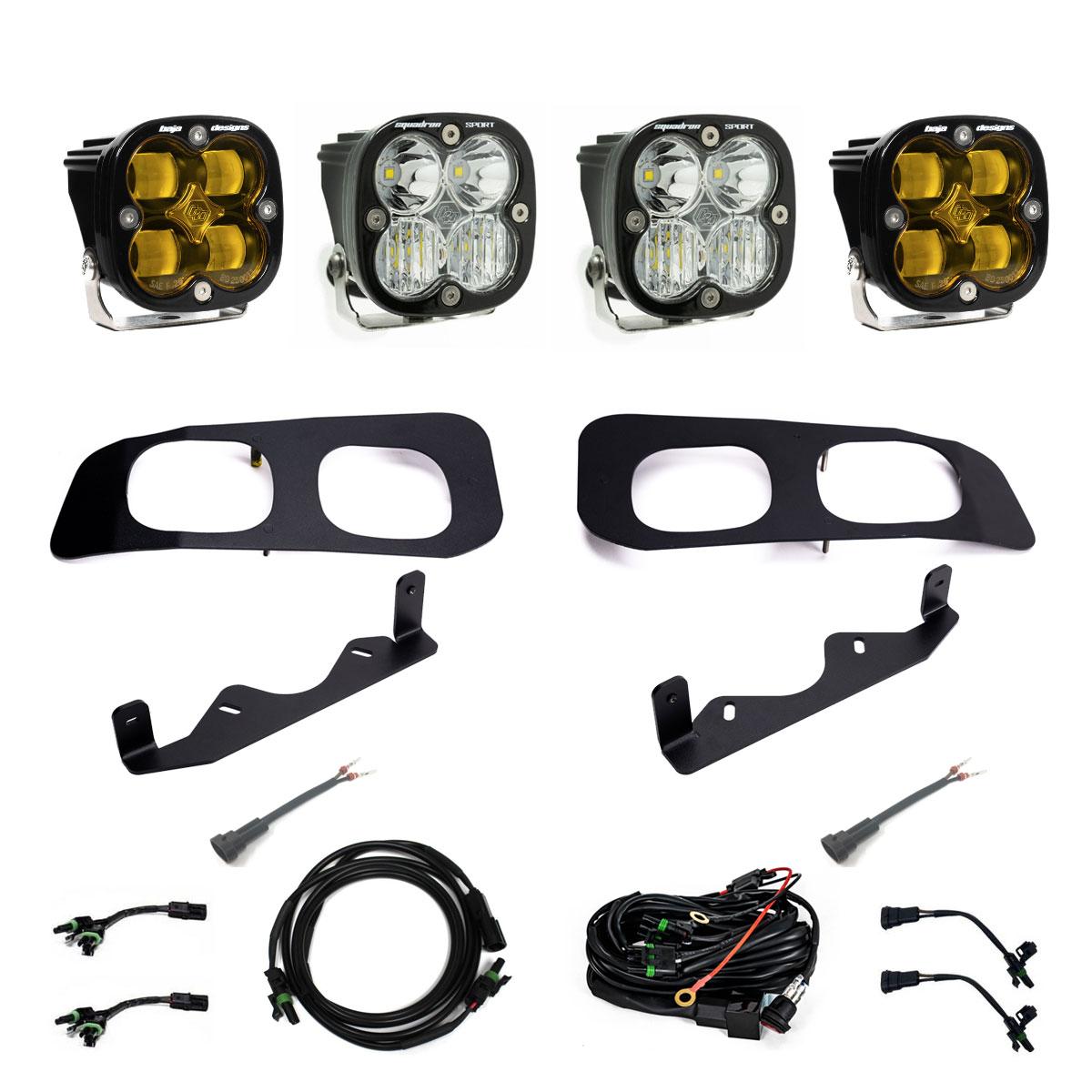 Squadron SAE/Sport Fog Pocket Kit 2023-On Ford F-250/350 Super Duty SAE Fog Amber Toggle Wiring Baja Designs