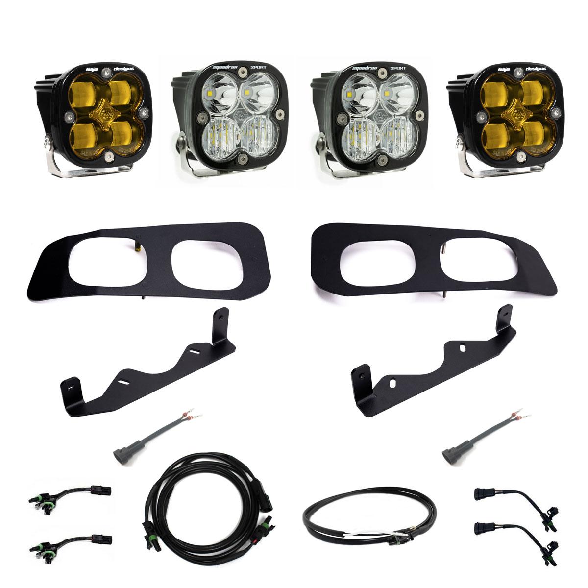 Squadron SAE/Sport Fog Pocket Kit 2023-On Ford F-250/350 Super Duty SAE Fog Amber Upfitter Wiring Baja Designs