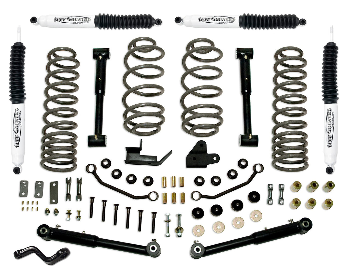 4 Inch Lift Kit 97-06 Jeep Wrangler TJ EZ-Flex w/Shocks Tuff Country-1