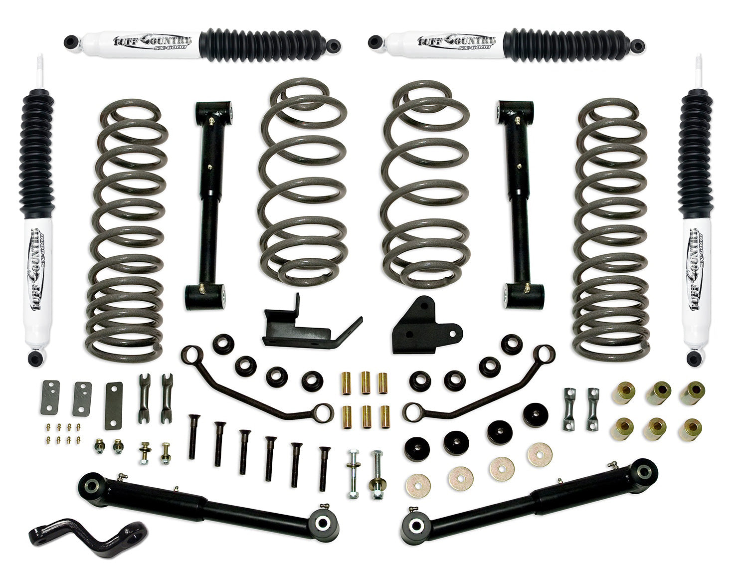 4 Inch Lift Kit 97-06 Jeep Wrangler TJ EZ-Flex w/Shocks Tuff Country-1