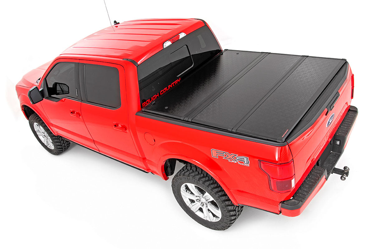Hard Folding Bed Cover 5.5 Ft Bed 15-21 Ford F-150 2WD/4WD Rough Country-1