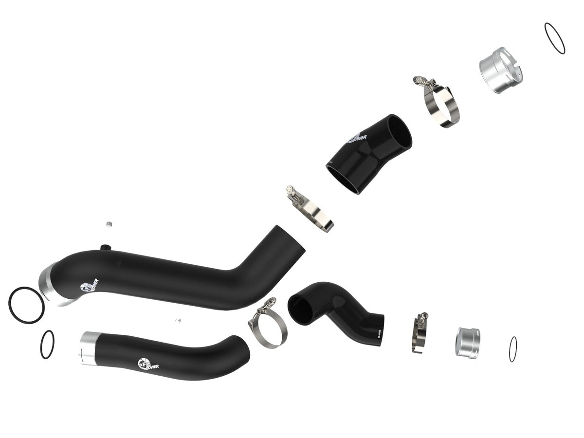 BladeRunner 2-1/2 Inch to 3 Inch Aluminum Hot and Cold Charge Pipe Kit Black GM Silverado/Sierra 1500 19-26 L4-2.7L (t) aFe Power-1