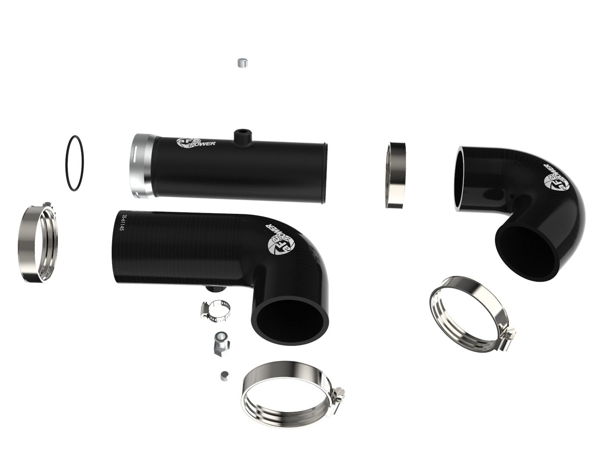 BladeRunner 3 Inch & 3-1/2 Inch Aluminum Hot and Cold Charge Pipe Kit Black GM Trucks/SUVs 20-26 L6-3.0L (td) LM2/LZ0 aFe Power-1