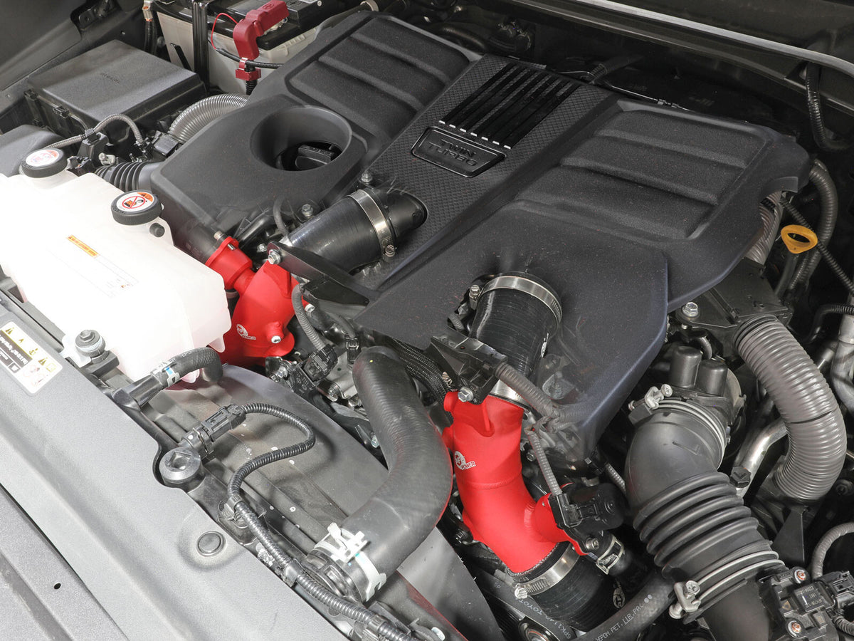 BladeRunner 2-1/2 Inch Aluminum Hot Charge Pipe Red Toyota Land Cruiser (J300) 22-26 V6-3.4L (tt) aFe Power-5