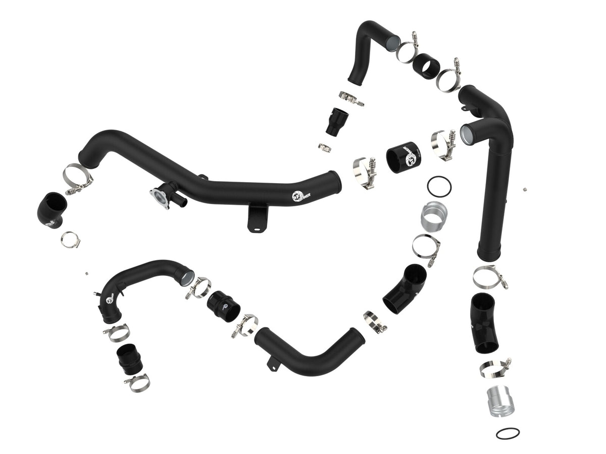 BladeRunner 2-1/4 Inch & 2-3/4 Inch Aluminum Hot and Cold Charge Pipe Kit Black Ford Bronco 21-26 V6-2.7L (tt) aFe Power-1