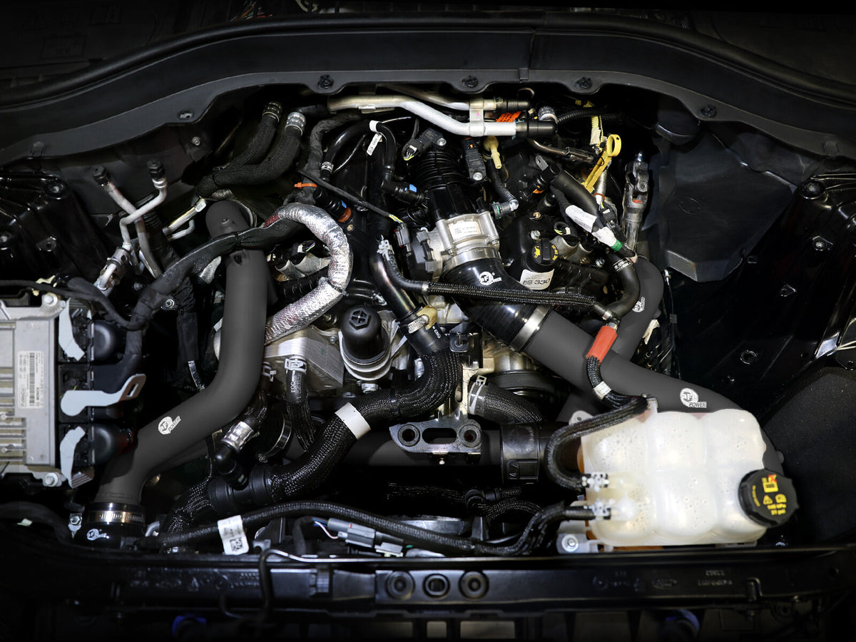 BladeRunner Aluminum Hot and Cold Charge Pipe Kit Black Ford Explorer St 22-24 V6-3.0L (tt) aFe Power-5