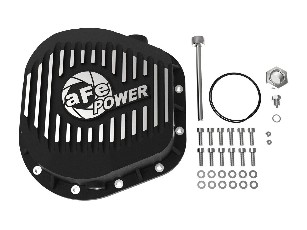 Pro Series Differential Cover Black w/ Machined Fins Ford F-250/F-350/Excursion 86-26 V8 (td) (10.25/10.50-12) aFe Power-1