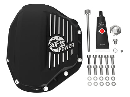 Pro Series Rear Differential Cover Black w/ Machined Fins Dodge Diesel Trucks 94-02 / Ford Diesel Trucks 99-07 aFe Power-1