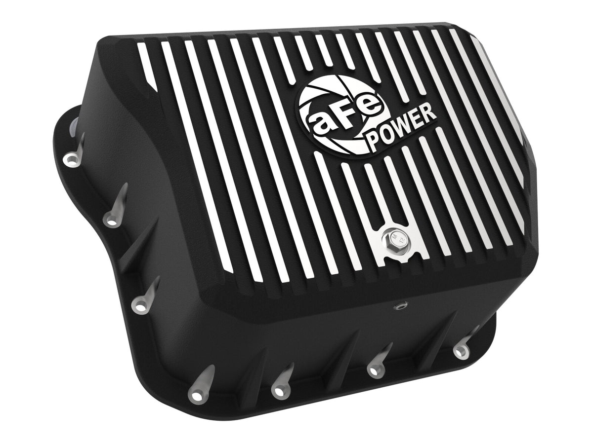 Pro Series Transmission Pan Black w/ Machined Fins Dodge Diesel Trucks 94-07 L6-5.9L (td) aFe Power-2